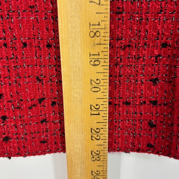 Leslie Fay Womens Size 12 Blazer Jacket Red Black White Tweed Faux Fur Collar - Picture 9 of 9